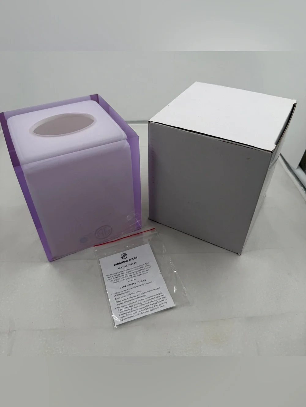 Jonathan Adler Acrylic Lavender Hollywood Tissue Box